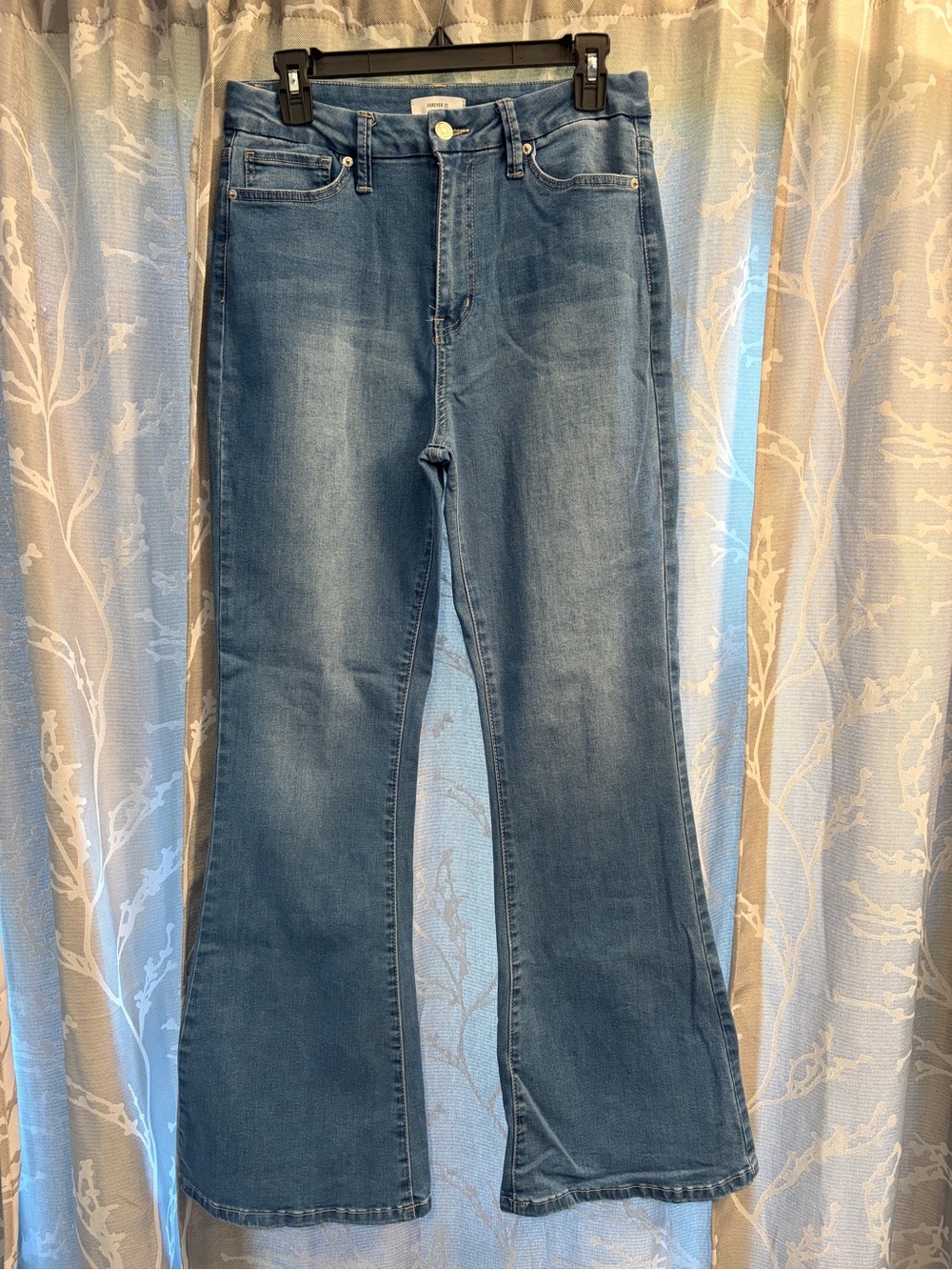 Forever 21 Medium Blue Flared High-Rise Jeans